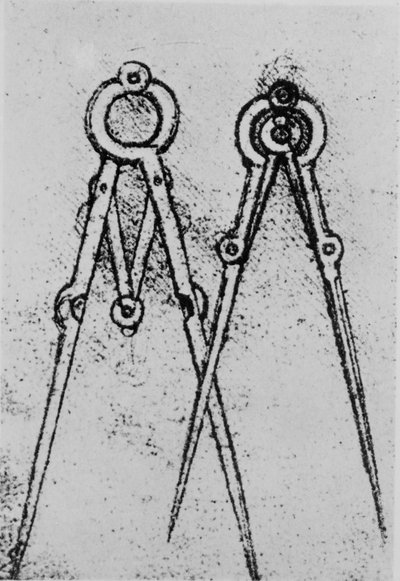 Two Types of Adjustable-Opening Compass, fol. 108v from Paris Manuscript H, 1493-4 by Leonardo da Vinci